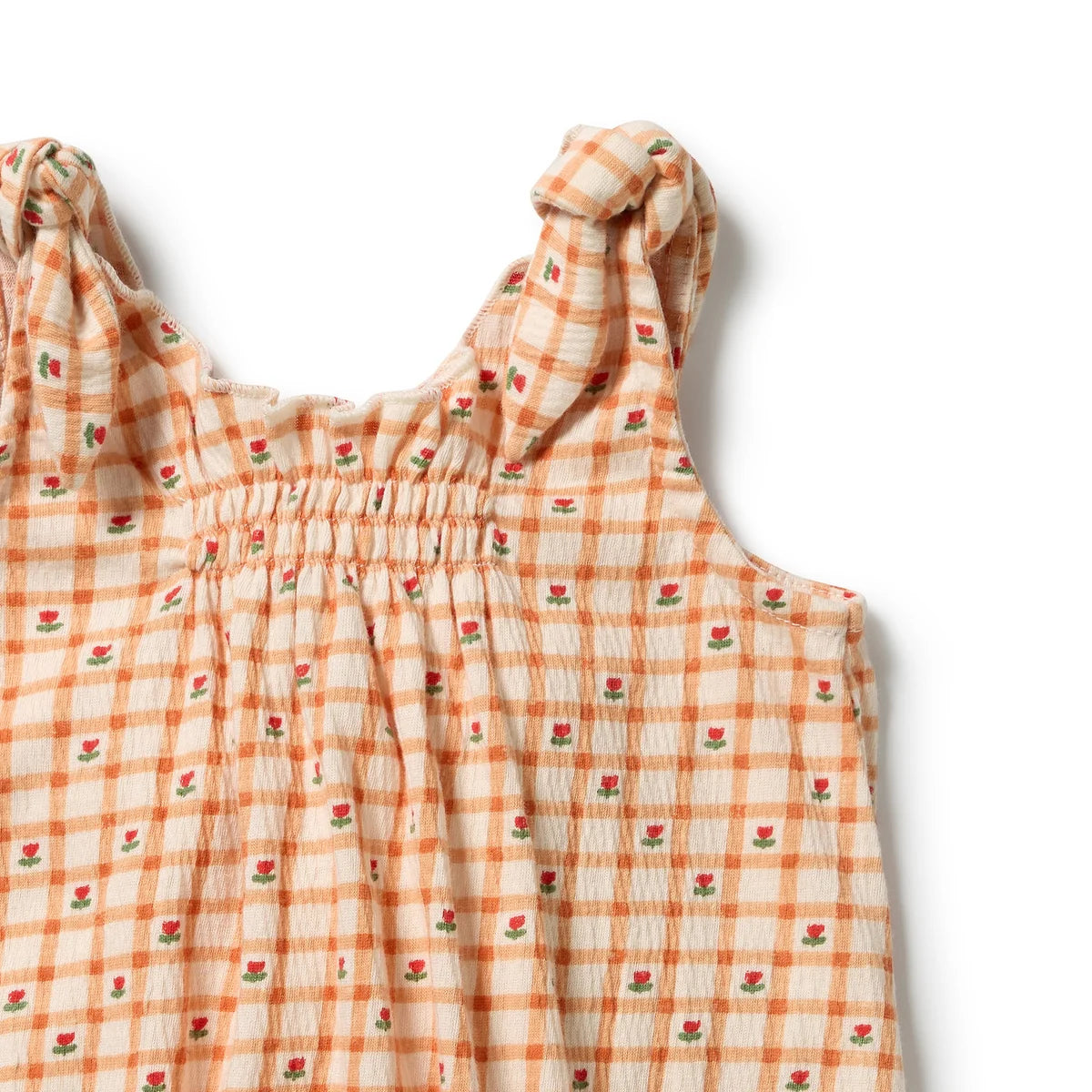 WILSON & FRENCHY CHECKERBERRY CRINKLE TIE PLAYSUIT