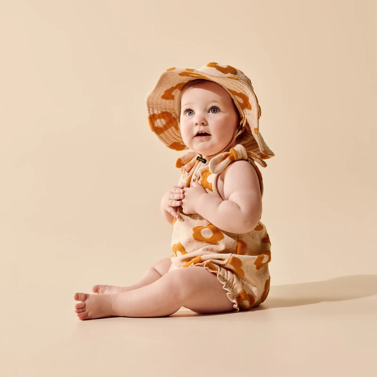 WILSON & FRENCHY DAISY GLOW TERRY TIE PLAYSUIT