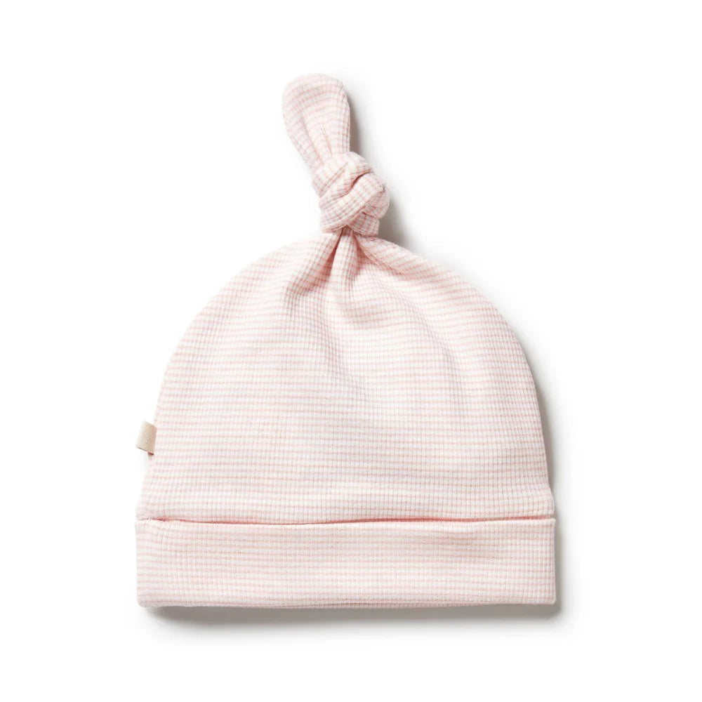 WILSON & FRENCHY ORGANIC STRIPE RIB KNOT HAT CANTALOUPE