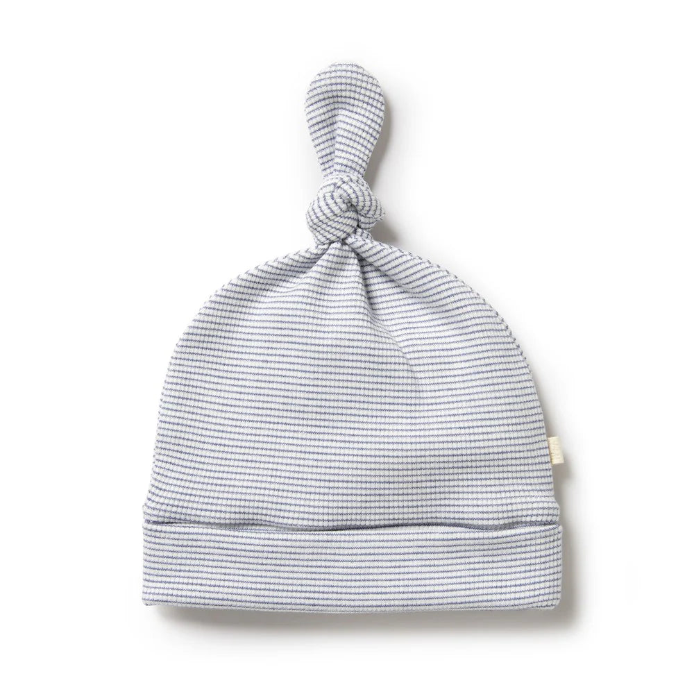 WILSON & FRENCHY ORGANIC STRIPE RIB KNOT HAT RAIN DROP