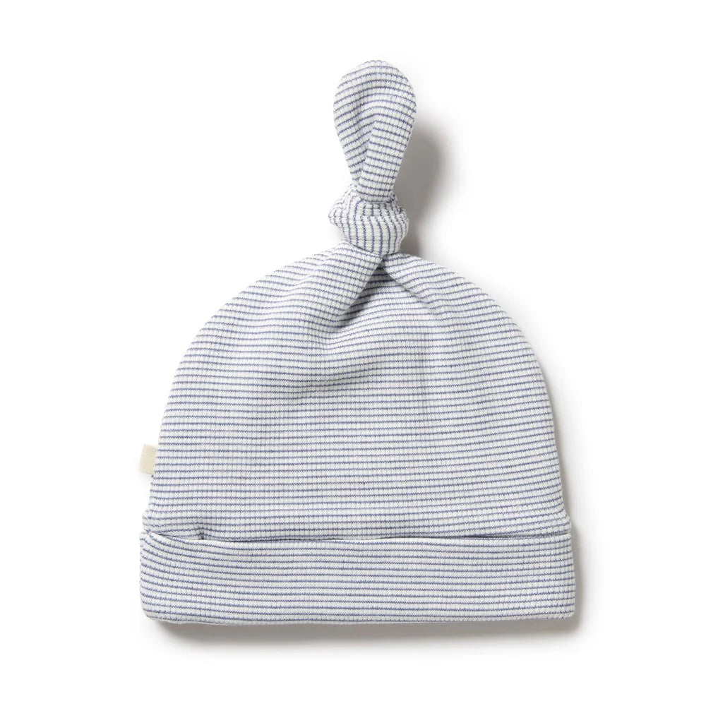 WILSON & FRENCHY ORGANIC STRIPE RIB KNOT HAT RAIN DROP
