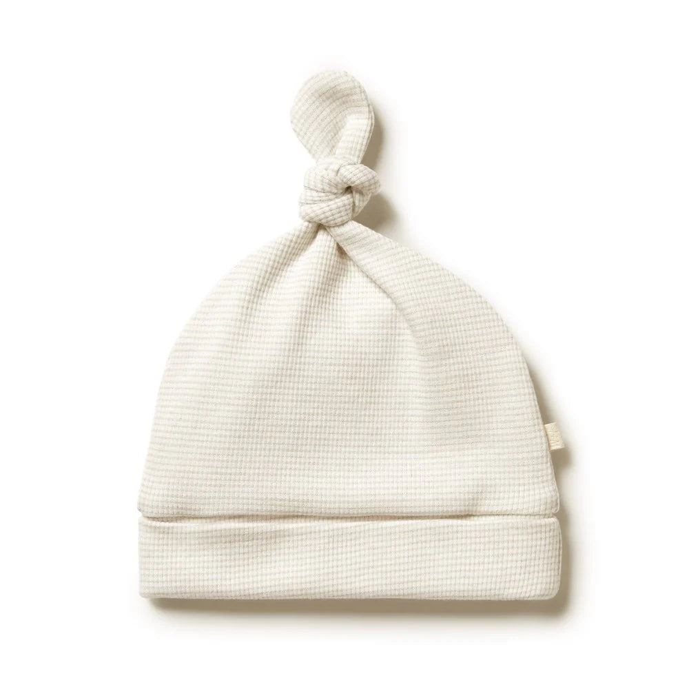 WILSON & FRENCHY ORG STRIPE KNOT HAT OATMEAL