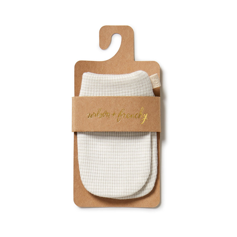 WILSON & FRENCHY ORGANIC STRIPE RIB MITTENS CLAY