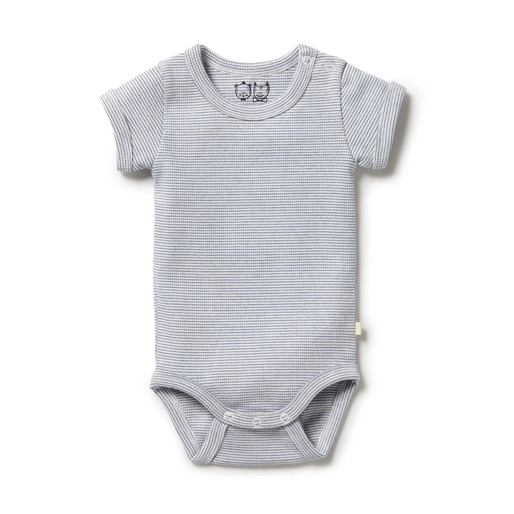 WILSON & FRENCHY ORG STRIPE RIB BODYSUIT RAIN DROP