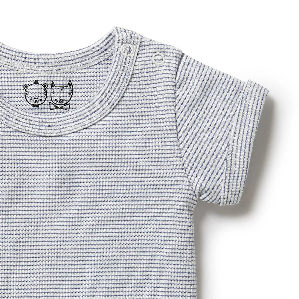 WILSON & FRENCHY ORG STRIPE RIB BODYSUIT RAIN DROP