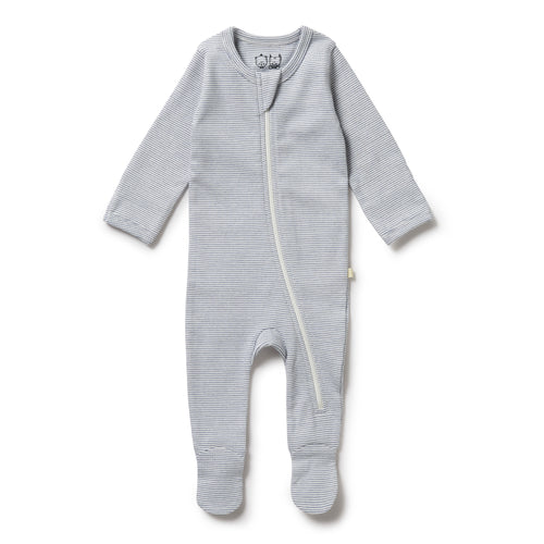 WILSON & FRENCHY ORG STRIPE RIB ZIPSUIT RAIN DROP