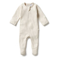 WILSON & FRENCHY ORG STRIPE RIB ZIPSUIT OATMEAL