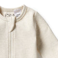 WILSON & FRENCHY ORG STRIPE RIB ZIPSUIT OATMEAL