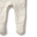 WILSON & FRENCHY ORG STRIPE RIB ZIPSUIT OATMEAL