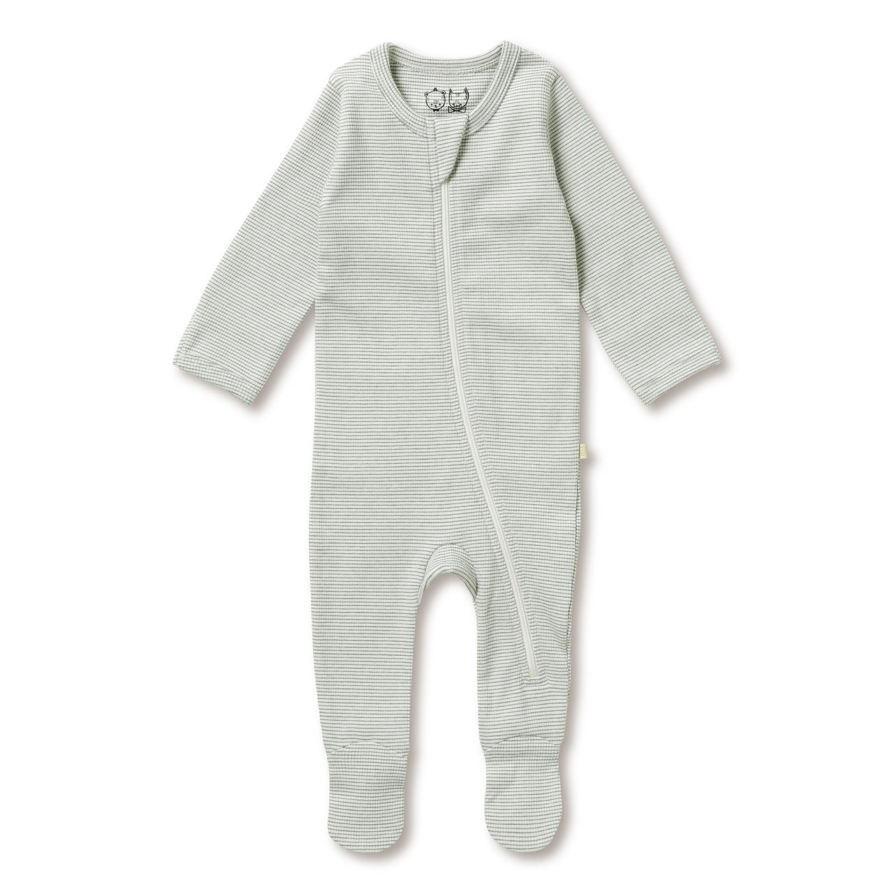 WILSON & FRENCHY ORG STRIPE RIB ZIPSUIT FERN