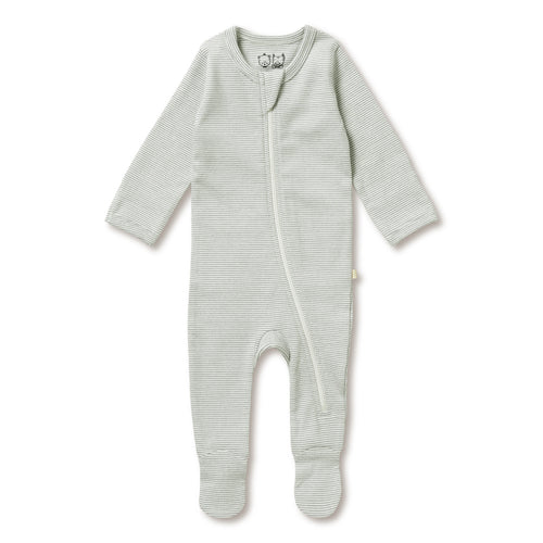 WILSON & FRENCHY ORG STRIPE RIB ZIPSUIT FERN