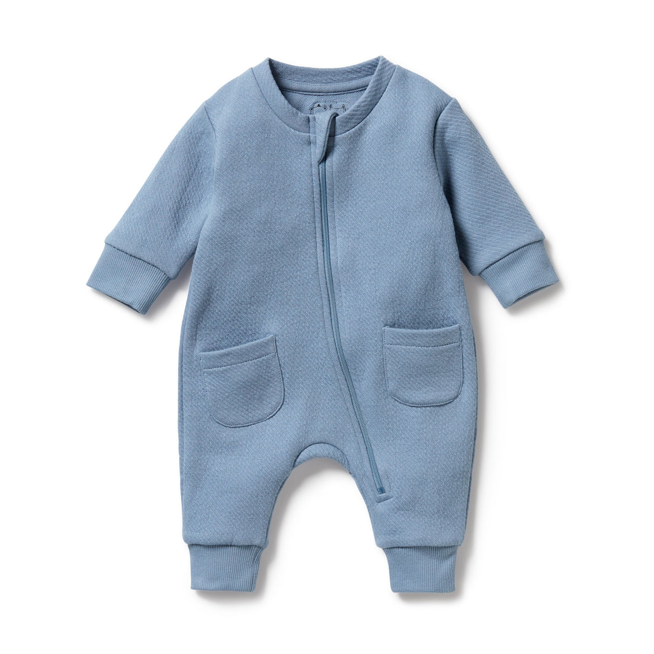WILSON & FRENCHY STORM BLUE ORG QUILTED GROWSUIT
