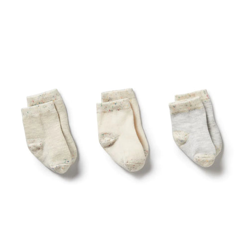 WILSON & FRENCHY 3 PACK SOCKS CREAM/OATMEAL/GREY CLOUD