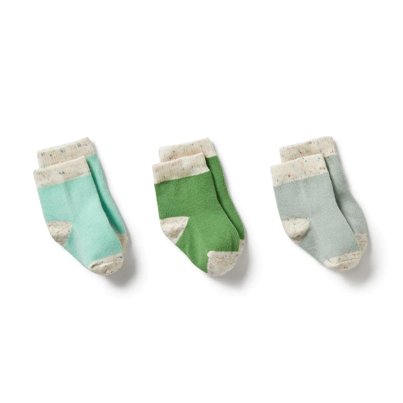 WILSON & FRENCHY 3 PACK SOCKS MINT/CACTUS/SMOKE BLUE