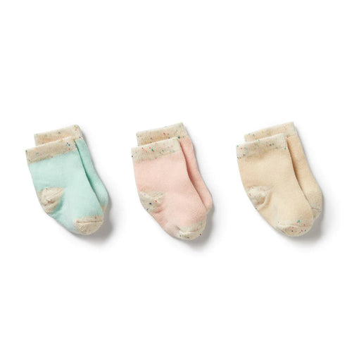 WILSON & FRENCHY 3 PACK SOCKS MINT GREEN/CREAM/PINK