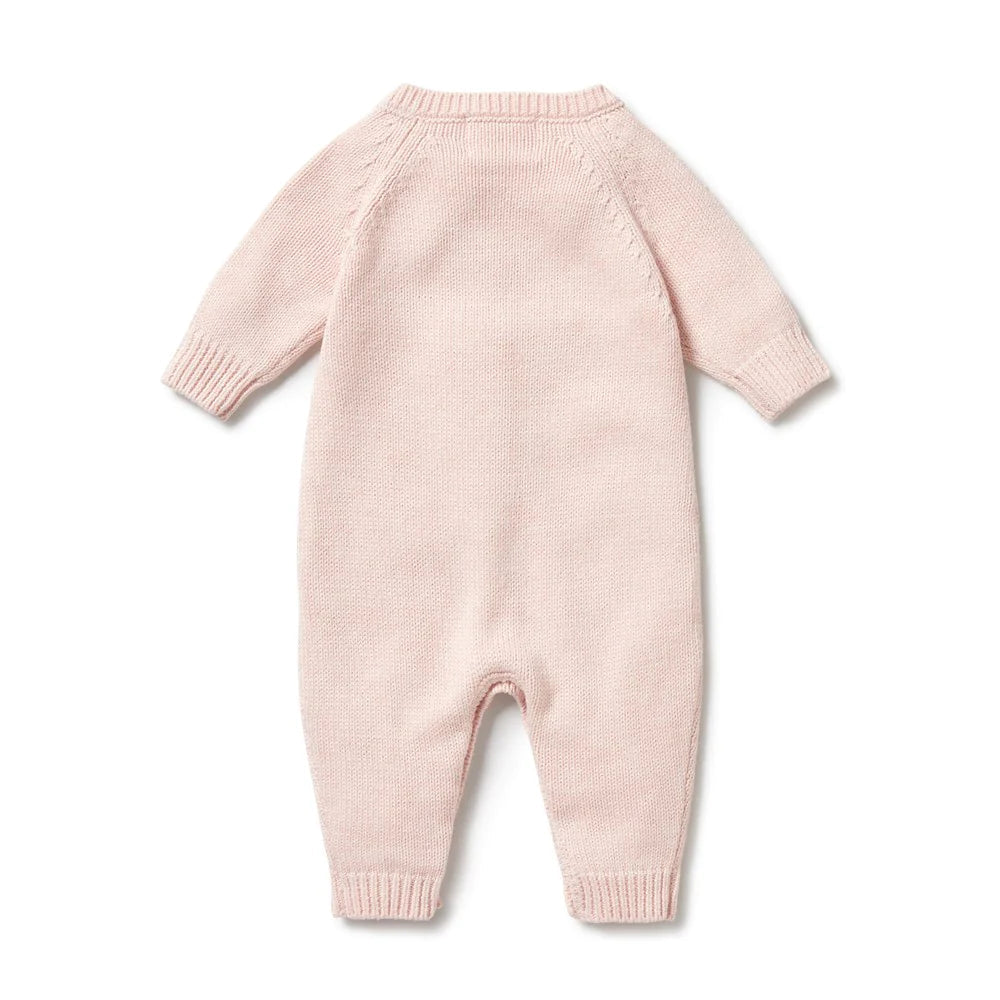 WILSON & FRENCHY PINK KNIT CABLE GROWSUIT