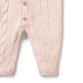 WILSON & FRENCHY PINK KNIT CABLE GROWSUIT