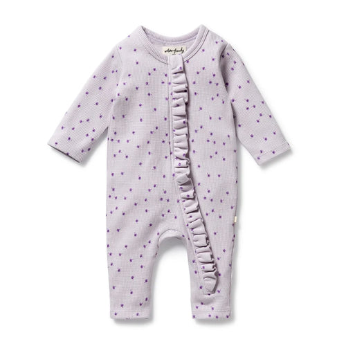 WILSON & FRENCHY ORG LULU DAISY WAFFLE RUFFLE ZIPSUIT
