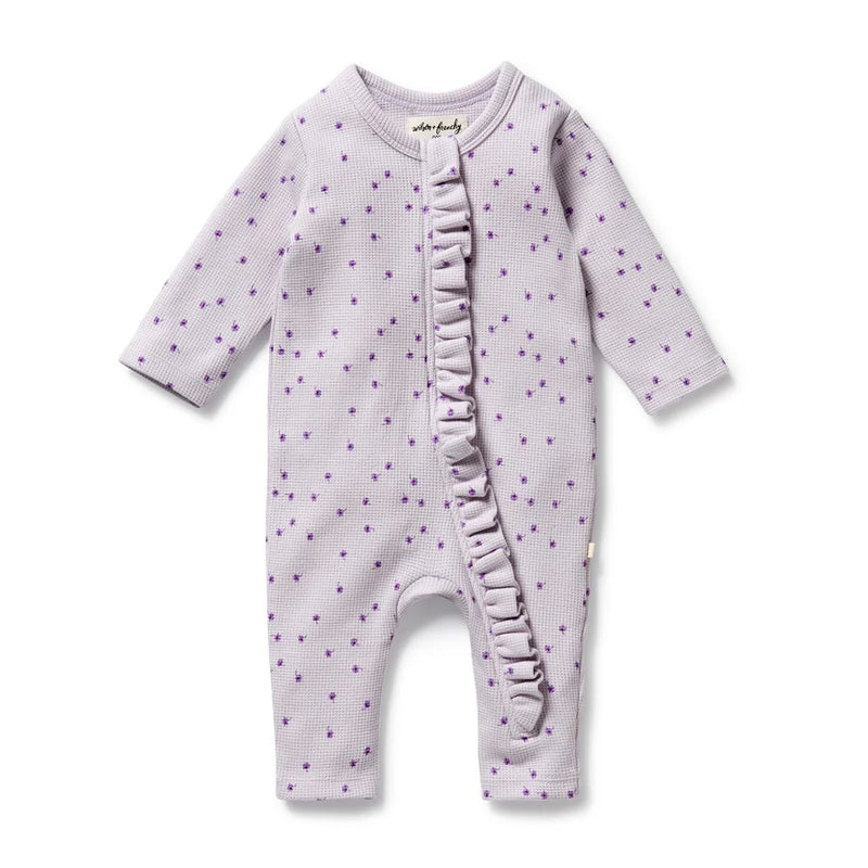 WILSON & FRENCHY ORG LULU DAISY WAFFLE RUFFLE ZIPSUIT
