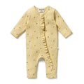 WILSON & FRENCHY ORG LITTLE LEMON WAFFLE RUFFLE ZIPSUIT