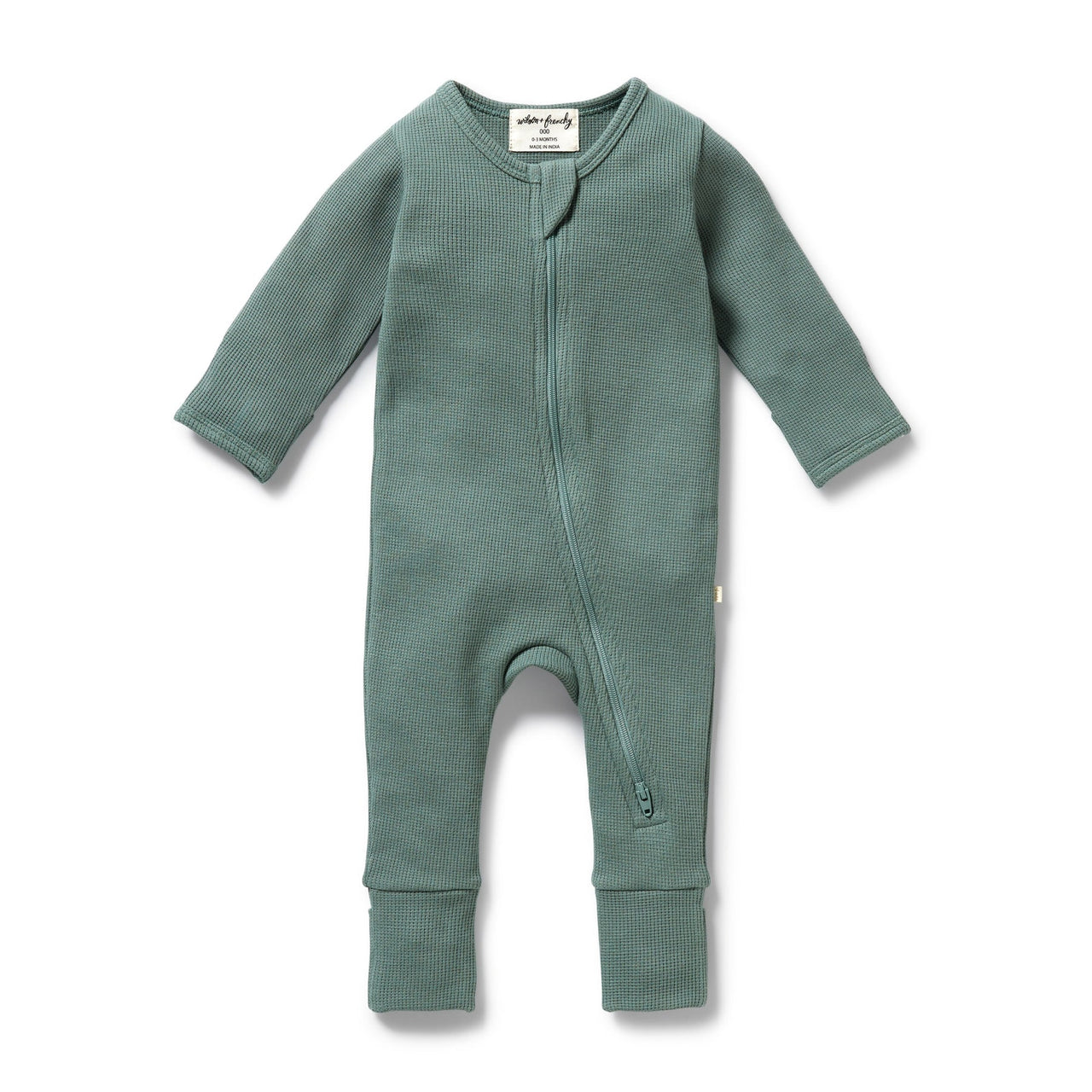WILSON & FRENCHY ORG WAFFLE ZIPSUIT PINE