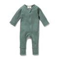 WILSON & FRENCHY ORGANIC WAFFLE ZIPSUIT PINE