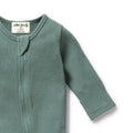 WILSON & FRENCHY ORGANIC WAFFLE ZIPSUIT PINE