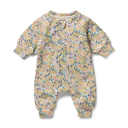 WILSON & FRENCHY TINY BLOOM ORGANIC TERRY GROWSUIT