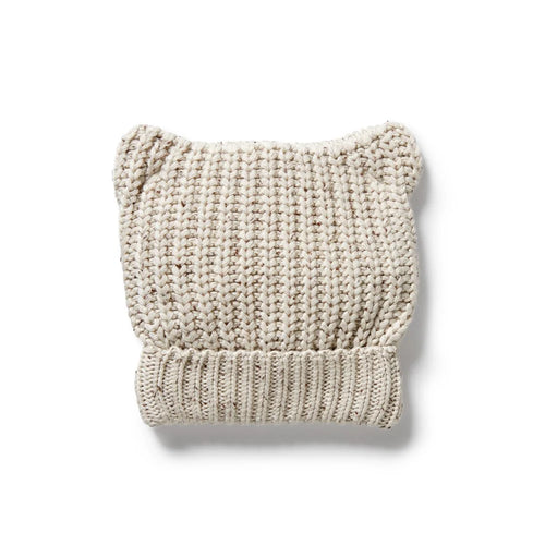 WILSON & FRENCHY ORG COOKIE & CREAM KNITTED BEAR HAT