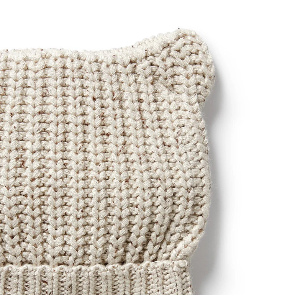 WILSON & FRENCHY ORG COOKIE & CREAM KNITTED BEAR HAT