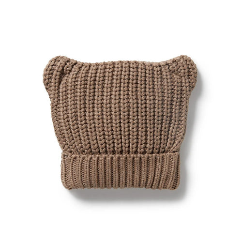 WILSON & FRENCHY ORG COCO SPECKLE KNITTED BEAR HAT