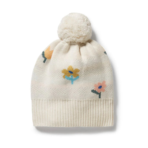 WILSON & FRENCHY FLOWER POP ORGANIC KNITTED JACQUARD HAT