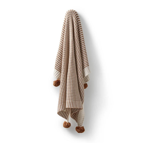 WILSON & FRENCHY ORG KNITTED BLANKET CINNAMON STRIPE