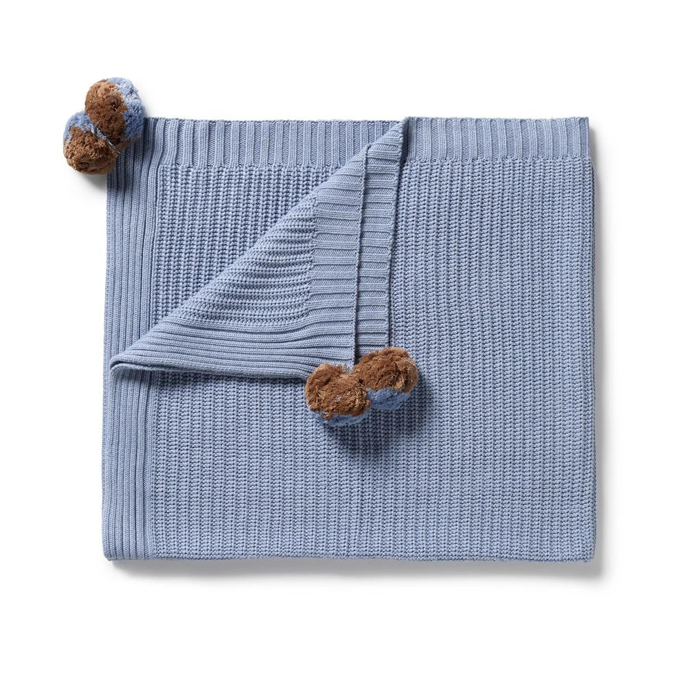 WILSON & FRENCHY BLUE SPECKLE ORG KNITTED BLANKET