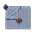 WILSON & FRENCHY BLUE SPECKLE ORGANIC KNITTED BLANKET