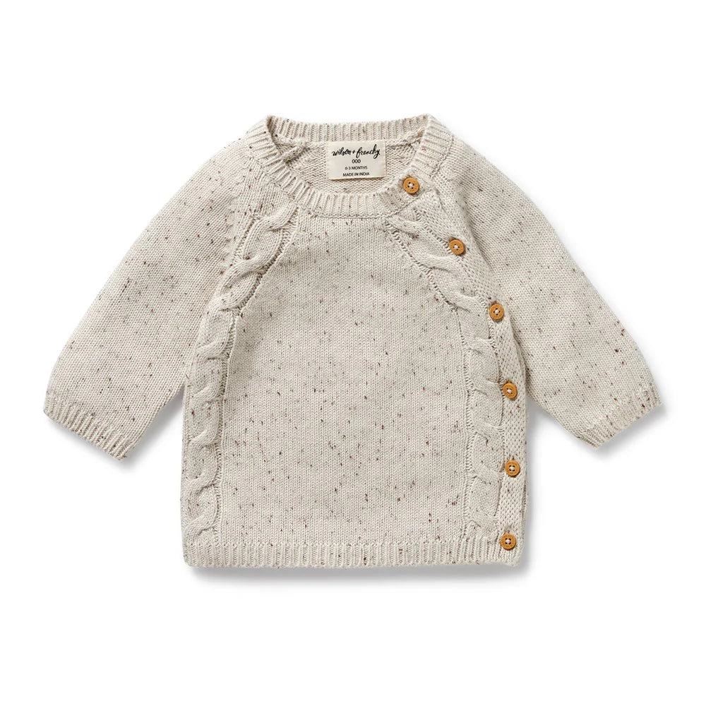 WILSON & FRENCHY ORG KIMONO KNIT CARDIGAN COOKIE & CREAM