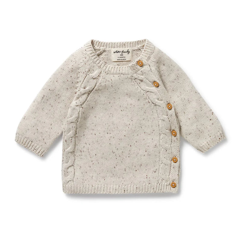 WILSON & FRENCHY ORGANIC KIMONO KNIT CARDIGAN COOKIE & CREAM