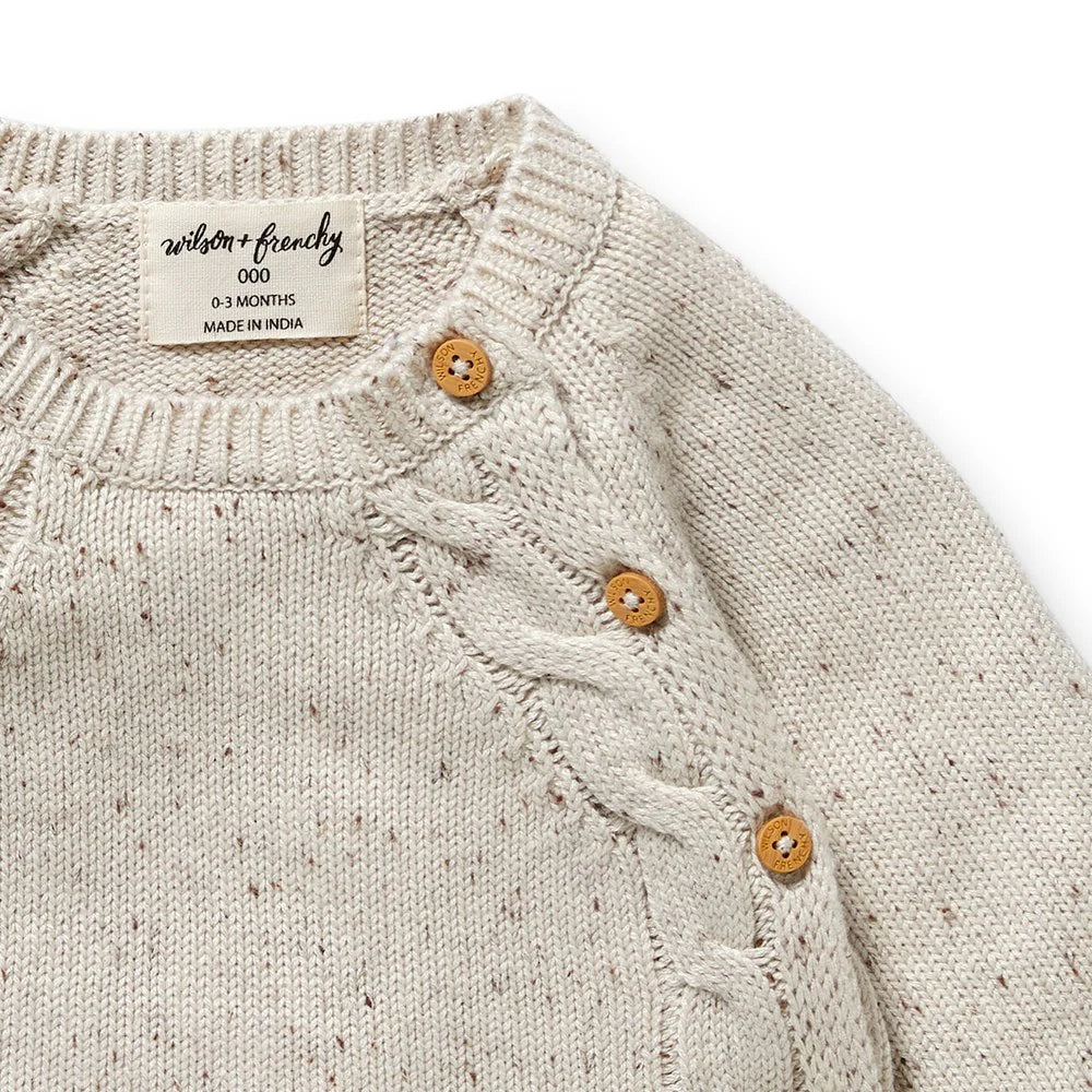 WILSON & FRENCHY ORG KIMONO KNIT CARDIGAN COOKIE & CREAM