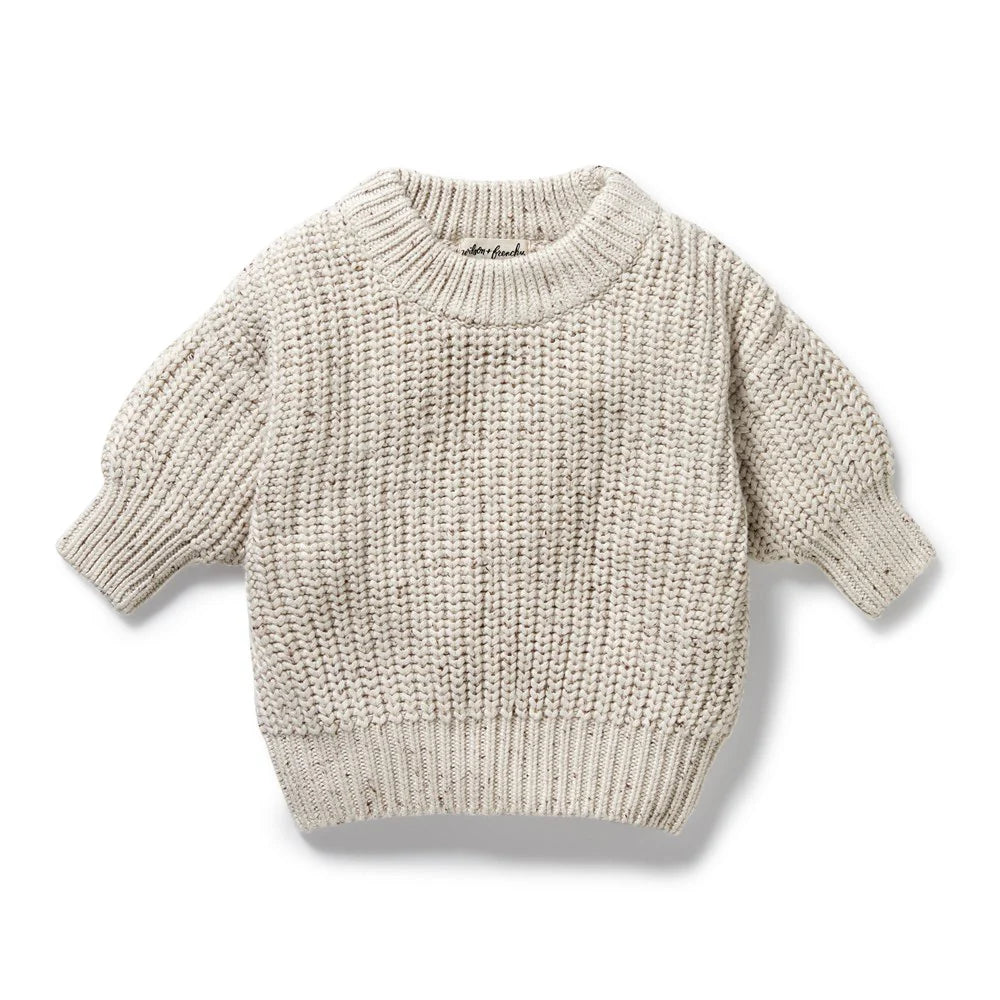 WILSON & FRENCHY ORG KNIT JUMPER COOKIE & CREAM