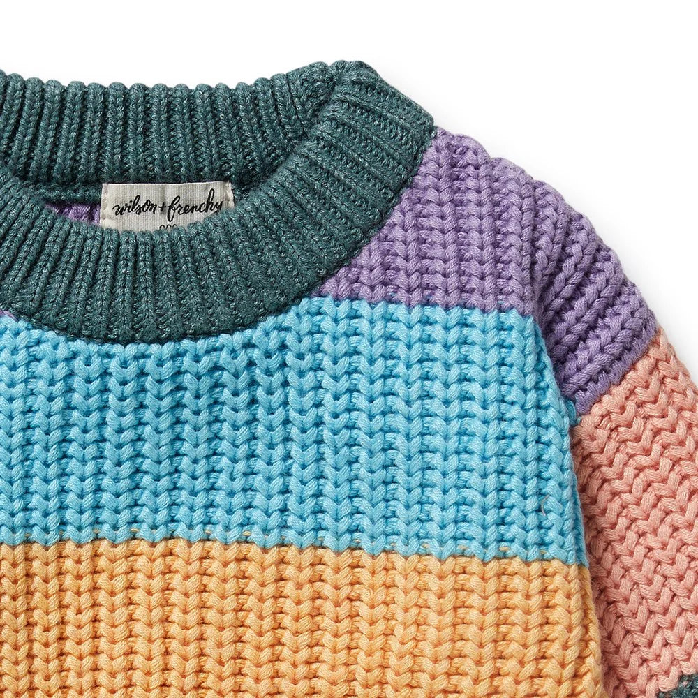WILSON & FRENCHY ORG RAINBOW KNIT JUMPER