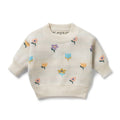 WILSON & FRENCHY ORG KNITTED JACQUARD JUMPER FLOWER POP
