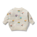 WILSON & FRENCHY ORG KNITTED JACQUARD JUMPER FLOWER POP