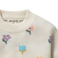 WILSON & FRENCHY ORG KNITTED JACQUARD JUMPER FLOWER POP