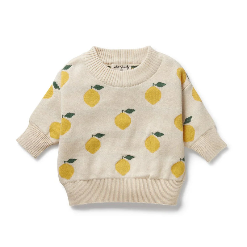 WILSON & FRENCHY ORG KNITTED JACQUARD JUMPER LEMONY