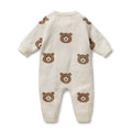 WILSON & FRENCHY ORGANIC KNIT JACQUARD BEARY CUTE ZIPSUIT