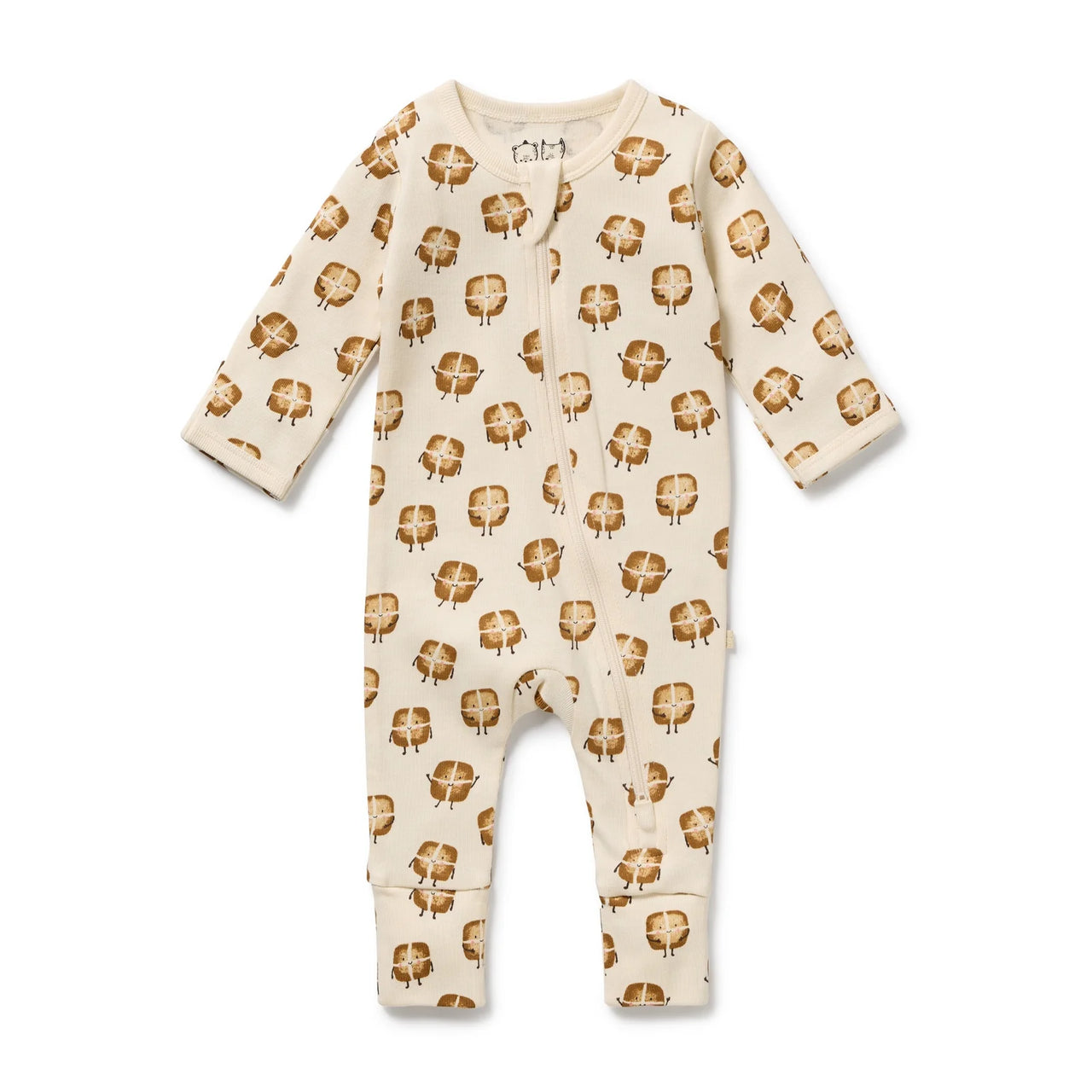 WILSON & FRENCHY HOT CROSS BUNS ORGANIC ZIPSUIT WITH FEET