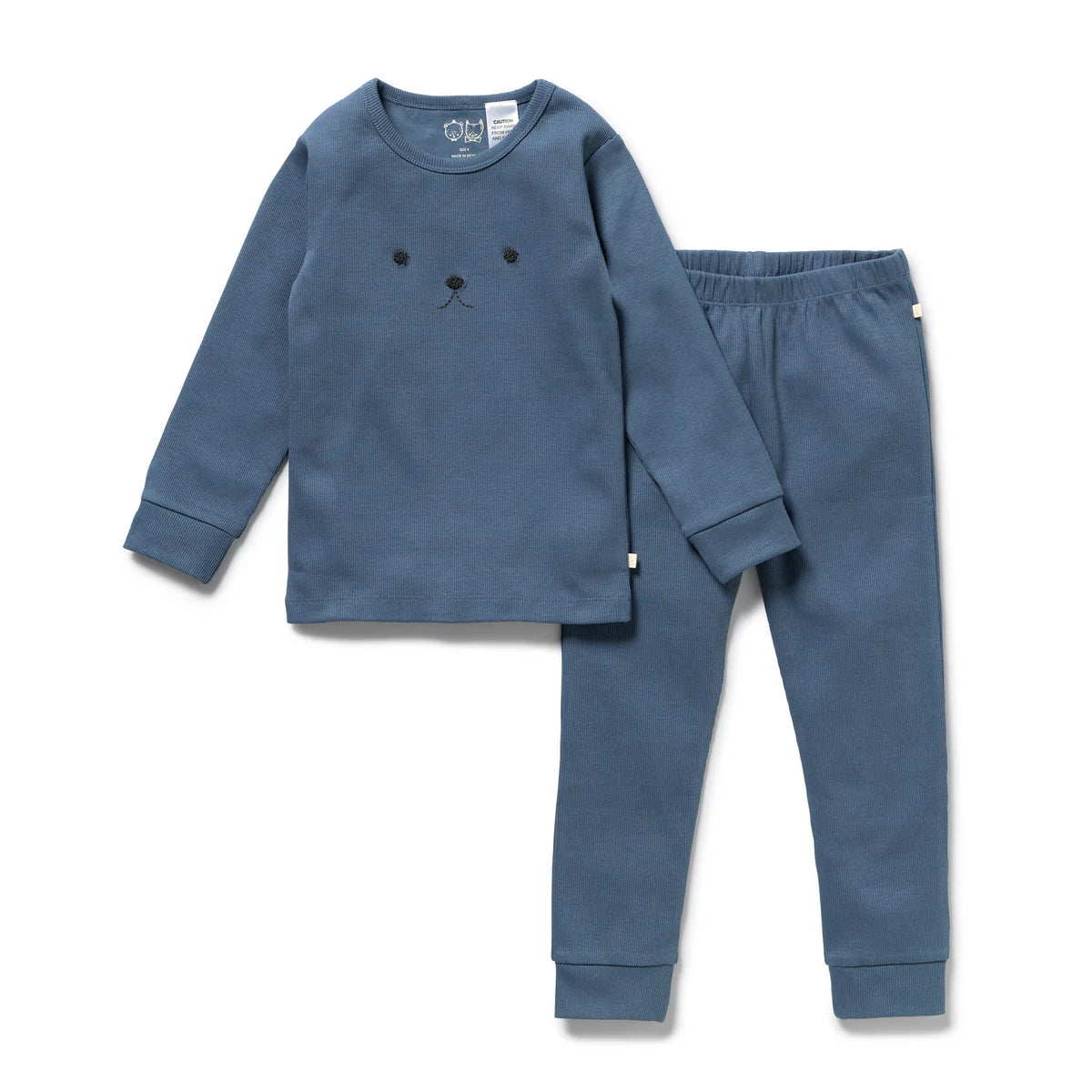 WILSON & FRENCHY TWILIGHT BLUE ORGANIC RIB LONG SLEEVED PYJAMAS