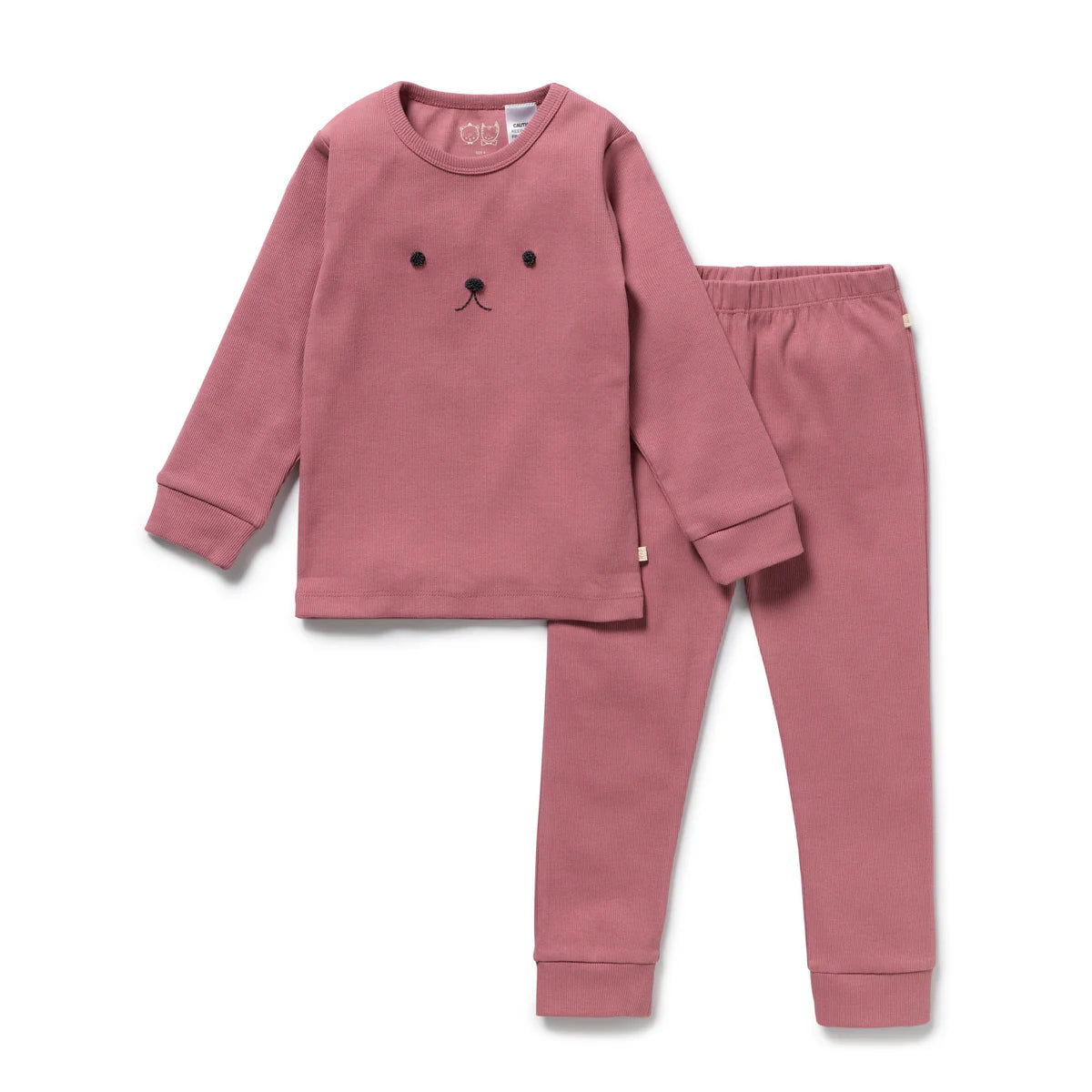 WILSON & FRENCHY PLUM ORGANIC RIB LONG SLEEVED PYJAMAS