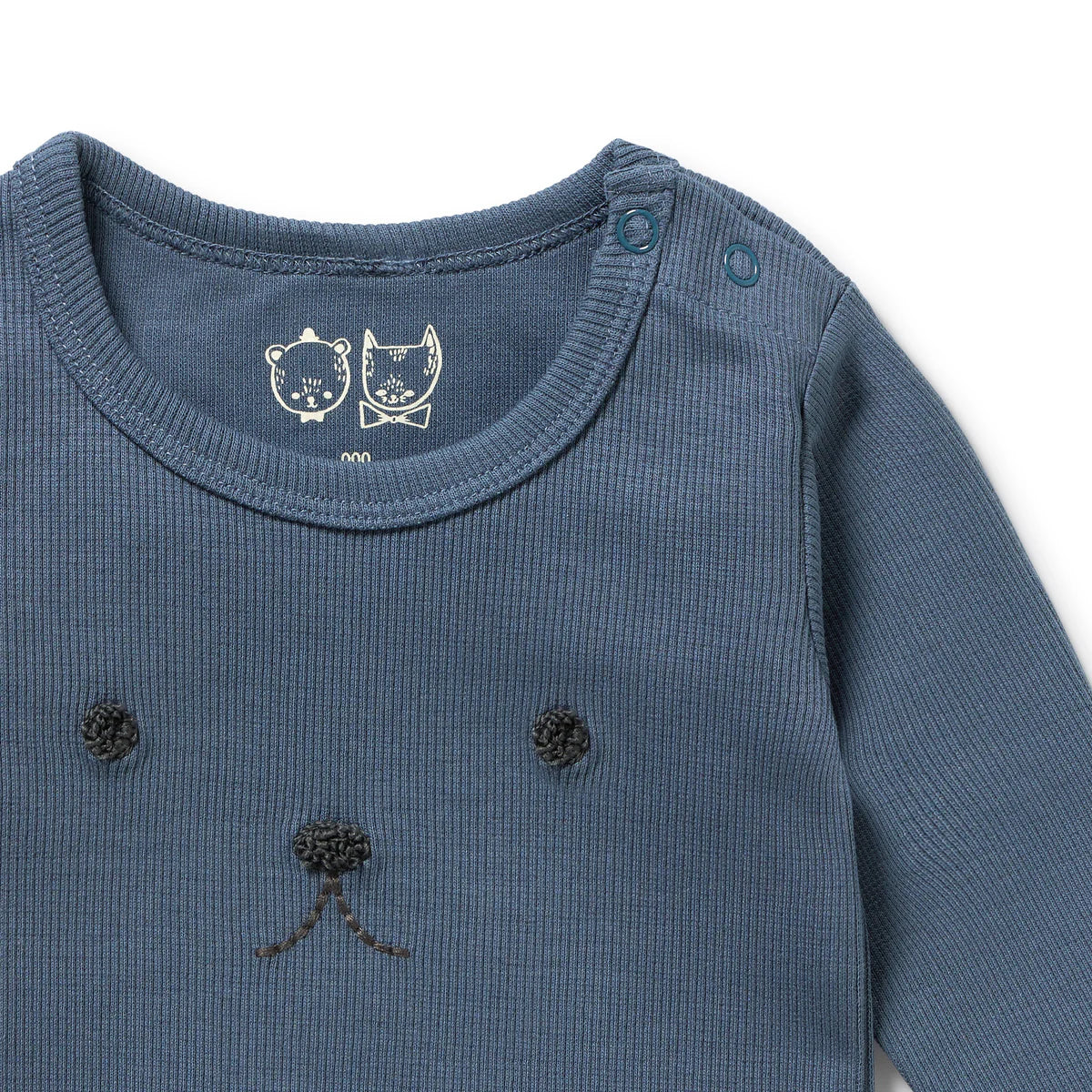 WILSON & FRENCHY TWILIGHT BLUE ORGANIC RIB LONG SLEEVED PYJAMAS