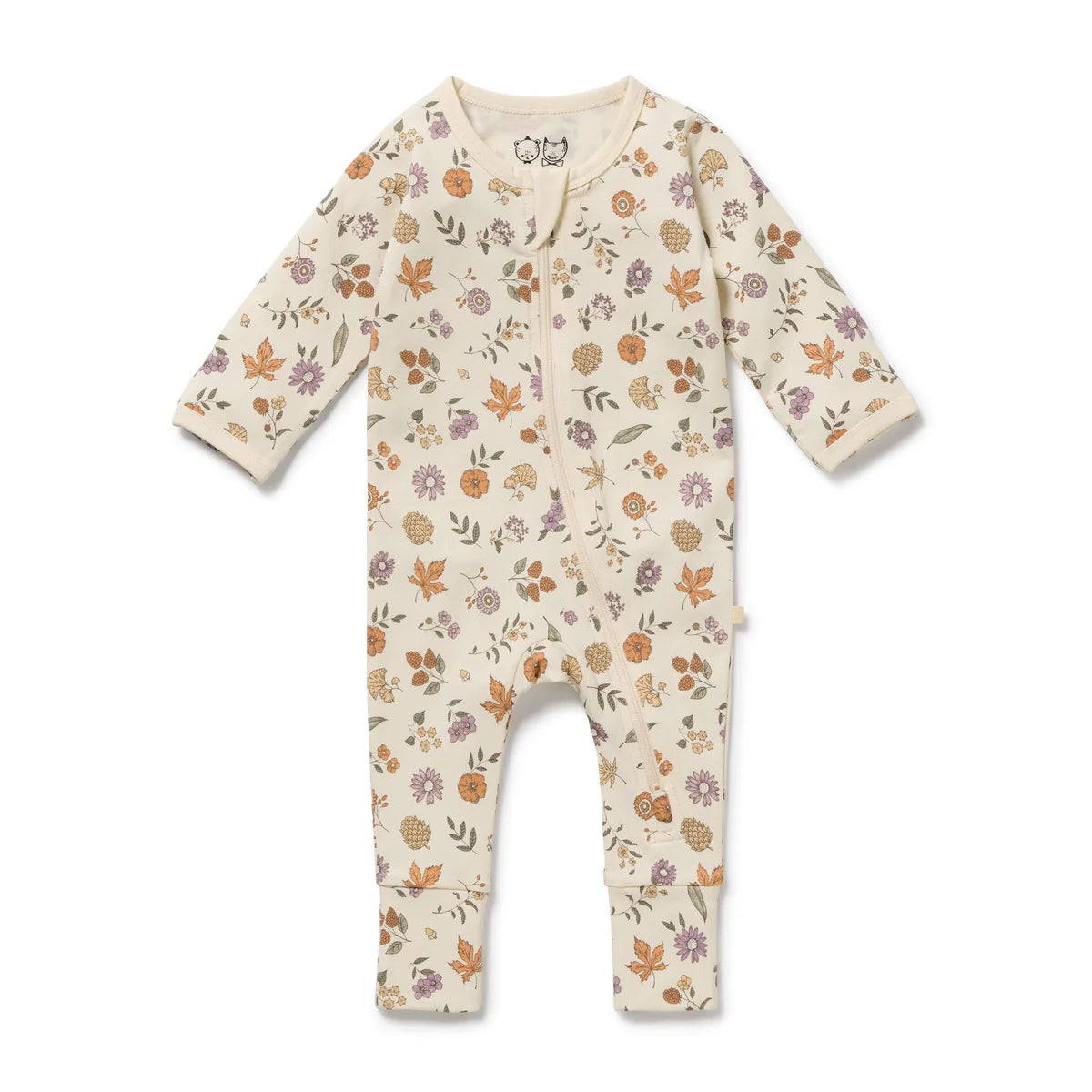 WILSON & FRENCHY MAPLE GLOW ORGANIC ZIPSUIT WITH FEET